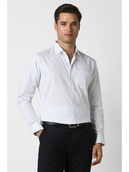 Peter England - Men White Cotton Blend Full Sleeves Shirt