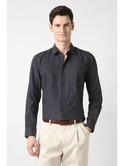 Peter England - Men Black Cotton Blend Full Sleeves Shirt