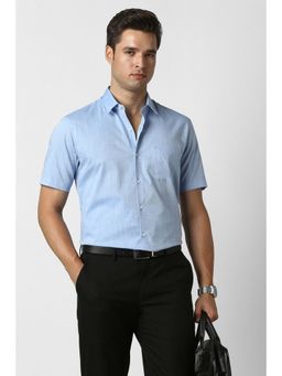 Peter England - Men Blue Cotton Half Sleeves Shirt