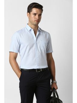 Peter England - Men Blue Cotton Blend Half Sleeves Shirt