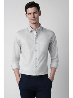 Peter England - Men Grey Cotton Blend Full Sleeves Shirt
