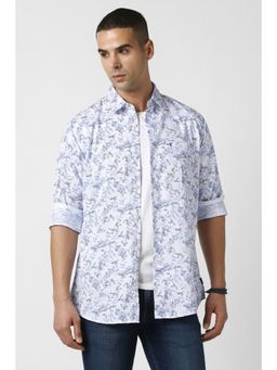 Van Heusen - Men White Cotton Full Sleeves Shirt