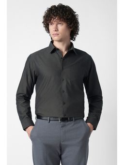 Van Heusen - Men Grey Cotton Blend Full Sleeves Shirt