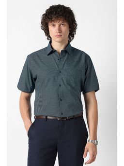 Van Heusen - Men Black Cotton Half Sleeves Shirt