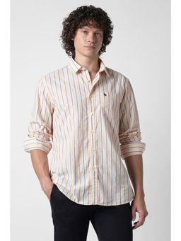 Van Heusen - Men Peach Cotton Full Sleeves Shirt