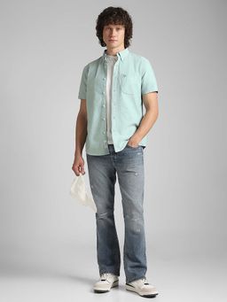American Eagle - Men Blue Cotton Half Sleeves Shirt