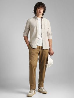 American Eagle - Men Beige Cotton Blend Full Sleeves Shirt