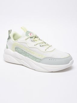 Xtep - Women White & Green Retro Textured Casual Shoes