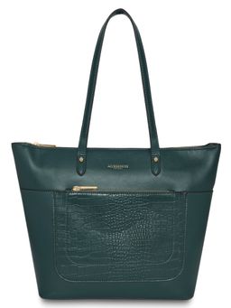 Accessorize London - Accessorize London Women's Faux Leather Croc Panel Green Spacious Emily Tote Bag