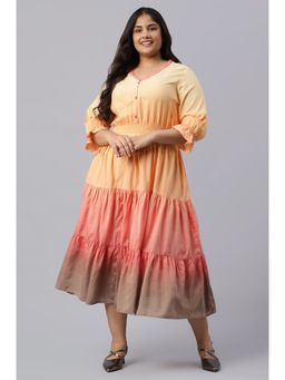 Aurelia - Yellow Plus Size Dress With Smoking Detail