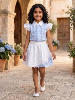 AJ Dezines - Blue Checks Regular Top and Skirt