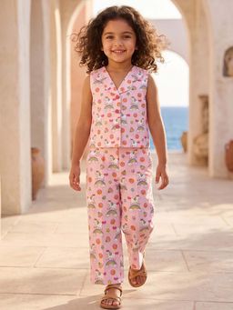 AJ Dezines - Pink Printed Regular Top and Pant