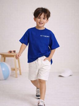 The Fit Theory - Blue Solid/Plain Oversized T-shirt