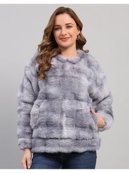 Rock.it - Grey Polyester Blend Round Neck Textured Sweatshirt