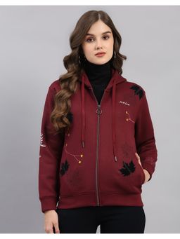 Monte Carlo - Maroon Polyester Hooded Printed Hoodies