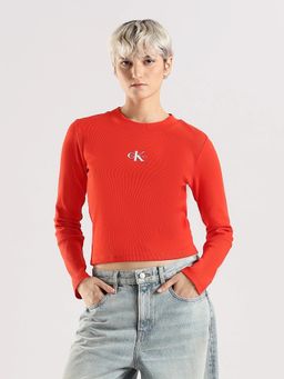 Calvin Klein - Red Cotton Typography Regular Fit T-Shirt