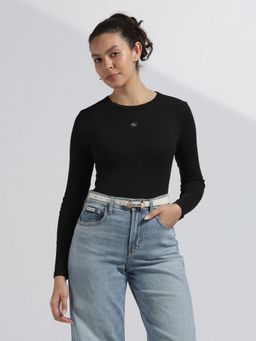 Calvin Klein - Black Regular Fit Cotton Crew Neck Top