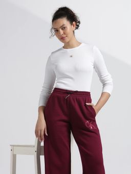 Calvin Klein - White Regular Fit Cotton Crew Neck Top