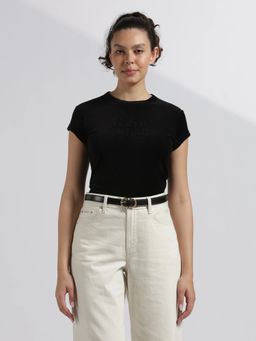 Calvin Klein - Black Cotton Typography Slim Fit T-Shirt