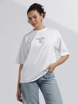Calvin Klein - White Cotton Typography Relaxed Fit T-Shirt