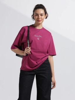 Calvin Klein - Pink Cotton Typography Relaxed Fit T-Shirt