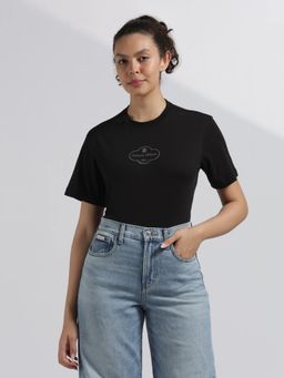 Calvin Klein - Black Cotton Typography Relaxed Fit T-Shirt
