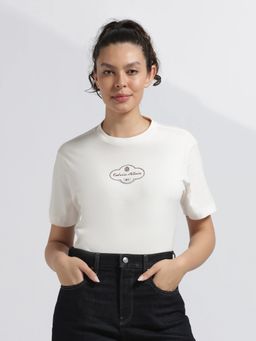Calvin Klein - White Cotton Typography Relaxed Fit T-Shirt