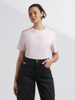 Calvin Klein - Pink Cotton Typography Relaxed Fit T-Shirt