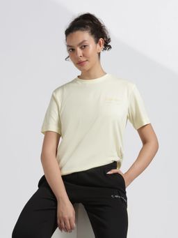 Calvin Klein - Yellow Cotton Typography Relaxed Fit T-Shirt