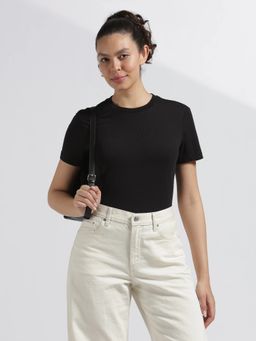 Calvin Klein - Black Cotton Solid Regular Fit T-Shirt