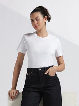 Calvin Klein - White Cotton Solid Regular Fit T-Shirt