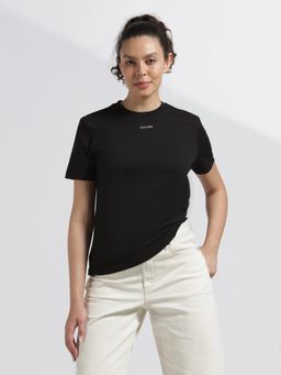 Calvin Klein - Black Cotton Solid Regular Fit T-Shirt