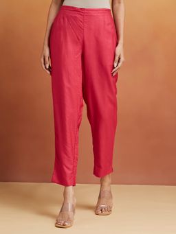 Fabindia - Pink Viscose Silk Full Length Ethnic Pant