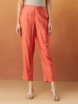 Fabindia - Rust Viscose Silk Regular Fit Ethnic Pant