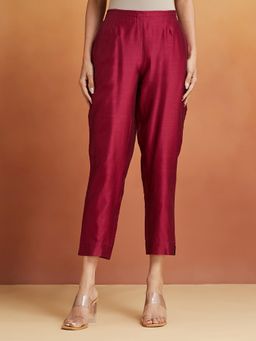 Fabindia - Wine Cotton Silk Full Length Ethnic Pant
