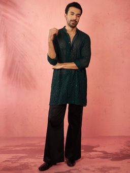 Vastramay - Green Georgette Embroidered Kurta with Pant