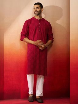 Vastramay - Red Thread Embroidered Kurta with Pant