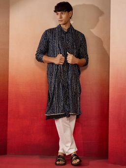 Vastramay - Blue Bandhani Kurta with Pant & Dupatta