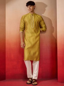 Vastramay - Yellow Jacquard Kurta with Pant