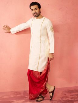 Vastramay - Cream Zardozi Kurta with Dhoti