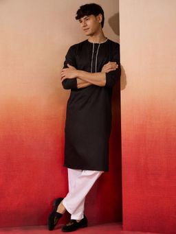 Vastramay - Black Cotton Kurta with Pant