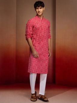 Vastramay - Red Bandhani Printed Kurta with Pant
