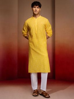 Vastramay - Yellow Bandhani Printed Kurta with Pant