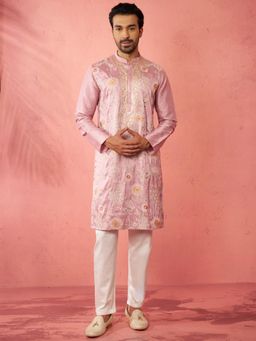 Vastramay - Pink Silk Blend Kurta with Pant