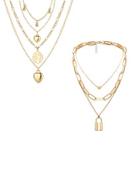 Jewels Galaxy - Jewellery For Women Gold-Plated Layered Necklace (Set of 2)