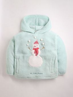 CHERRY CRUMBLE BY NITT HYMAN - Mint Snowy Pom Pom Sherpa Hooded Sweatshirt