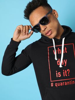 Campus Sutra - Typography Print Hoodie Kangaroo Pocket