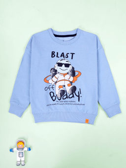 KiddoPanti - Blue Blast Buddy Funny Astronaut Print Sweatshirt