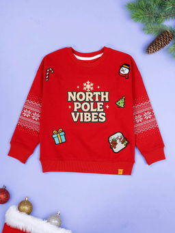KiddoPanti - Christmas North Pole Vibes Snowflake Print Sweatshirt