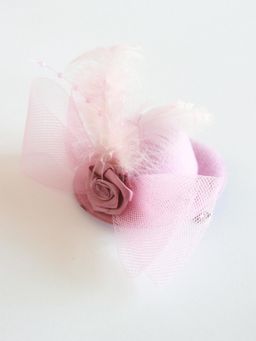 Choko - Pink Feather & Satin Bow Alligator Clip Festive & Wedding Look - (3–12 Years)